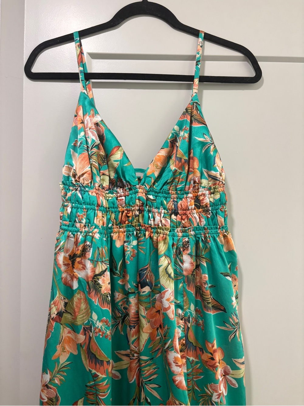 Tropical Teal Floral Maxi Dress (Hawaiian print) - Picture 2 of 4